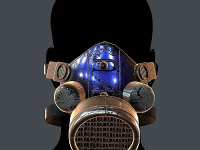 Gas mask helmet 3d model scifi Low-poly  Low-poly 3D model 424