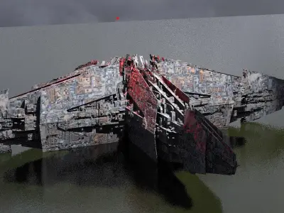 Sci-Fi City dystopia Mega city colony Pyramid Ship Wreck 3D model