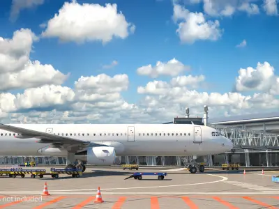  Commercial Jet with Boarding Bridge Rigged 