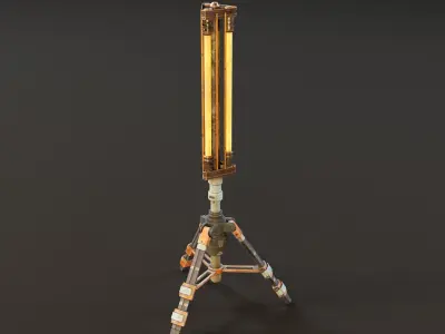 Sci-Fi Tripod Light Set Low-poly 3D model