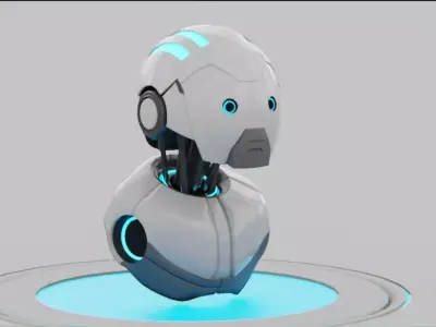 Robotic head  rigged - animated character 3D model