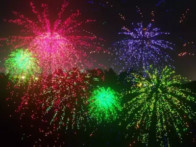 New Year Fireworks animation 3D model