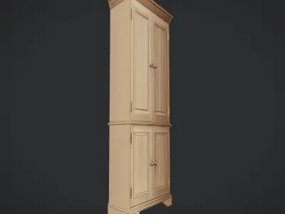 wooden storage cabinet with four doors 3D model