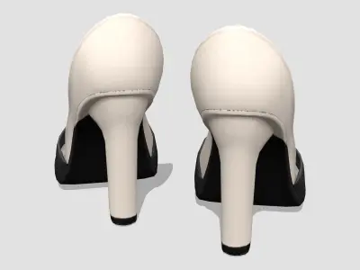 Beige High Heel Sandals Shoes Low-poly 3D model