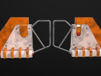 Turnstile 4 pair of orange earrings Low-poly 3D model