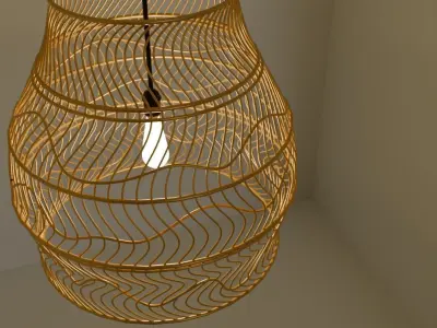 Bamboo weaved Hanging Light 3D model