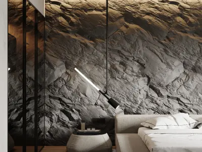 modern black bedroom 3D model