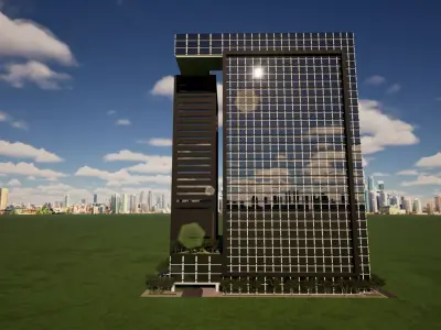 Twin Residential Towers with Podium and Skybridge 130m 33 Floors Low-poly 3D model