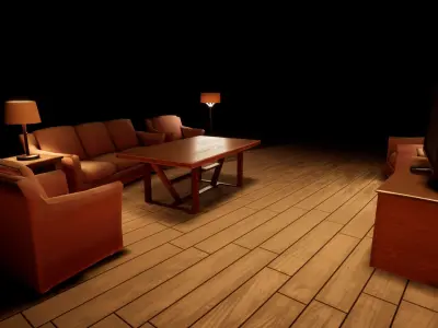 Living Room Set Low-poly 3D model