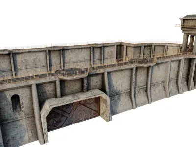 Giant Defence Wall Pack   Low-poly 3D model