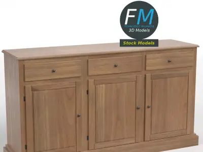 3 door cabinet cupboard 3D model