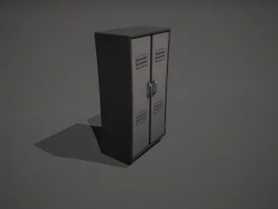 Grey and Black Stylized Locker Low-poly 3D model