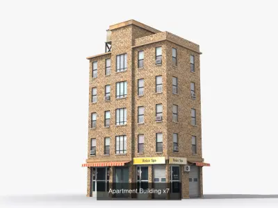 35 Apartment Building Collection Low poly 3D Model Pack