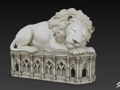 Lion Statue V34 Low-poly 3D model