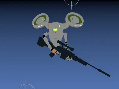 Sniper Grey Drone Robot  Low-poly 3D model