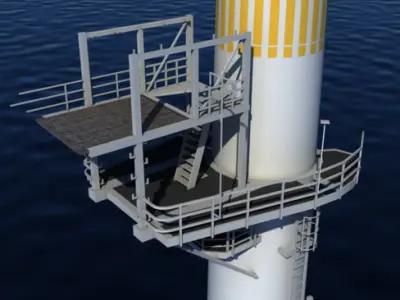 Wind Turbine Offshore Realtime Low-poly 3D model