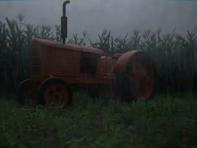 Old Tractor in a Cornfield 3d Scene 3D model