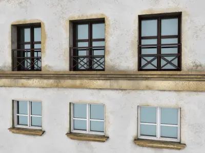 Building facade Low-poly 3D model