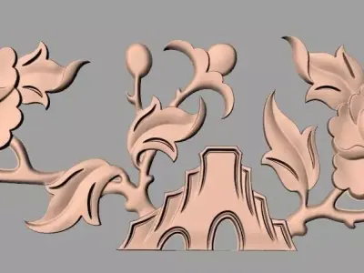 European style flower 3D relief STL Model for cnc engraving E067 3D model