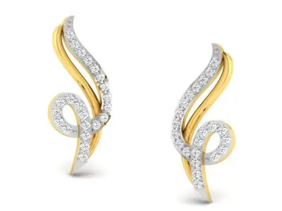 Gold Diamond Women Earring 3D print Model 3D print model 166
