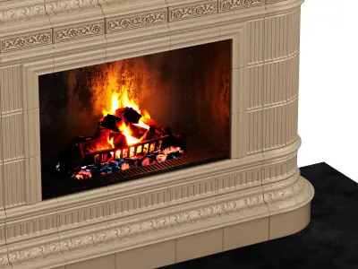Classic fireplace with tiles 3D model