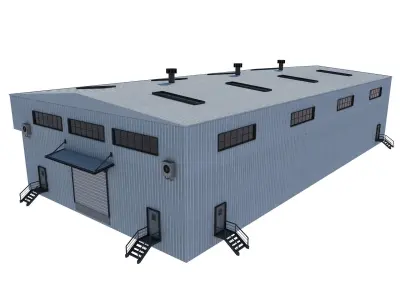 industrial building warehouse 4 Low-poly 3D model