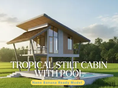 Tropical Stilt Cabin with Pool - Home at Weekend - Tiny Home 3D model