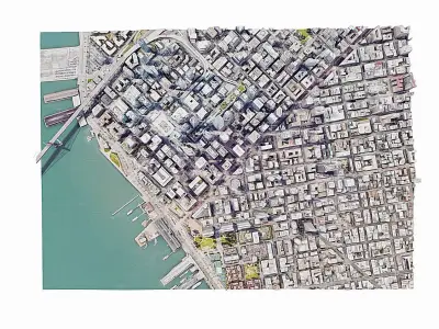 San Francisco city-skyline Low-poly 3D model