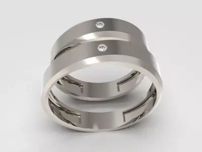 MonoGrace Wedding Ring Set 3D print model