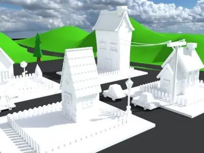 Cartoon Village  3D model