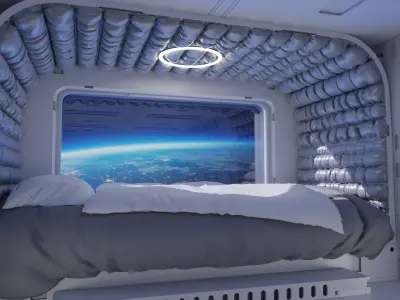 Sci-fi badroom Blender scene Low-poly 3D model