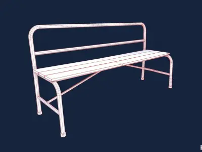 Metal coloured bench - two colors available -  Low-poly 3D model
