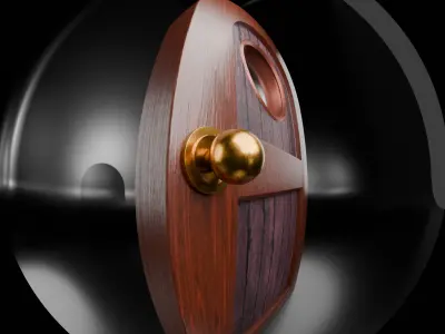 Red Wooden Door Low-poly 3D model