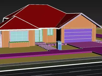 3d home model house on street 3D model
