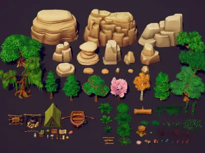 Emberlight - Stylized Camp Pack Low-poly 3D model