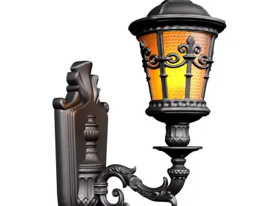Outdoor forged classic wall lamp lantern sconce streetlight 3D model purchase