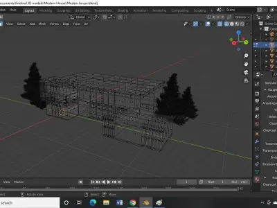 Modern house model exterior Free low-poly 3D model