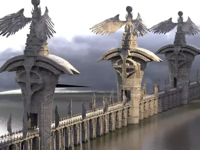 League of legends Inspired Sword Bridge Statues 3  3D model