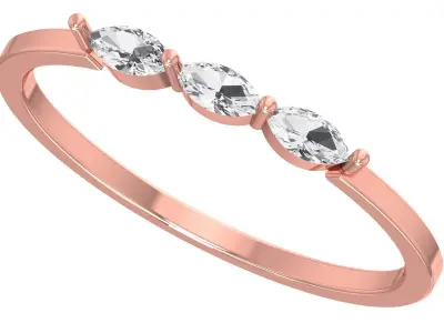 Solitaire Women Light Weight marquise stone Band Ring 3D print model