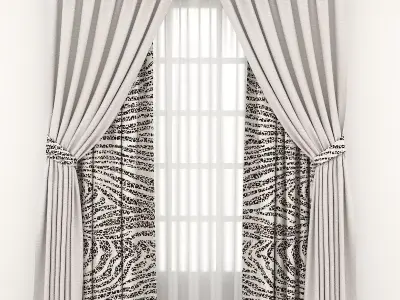 curtain -1 curtains with zebra Low-poly 3D model