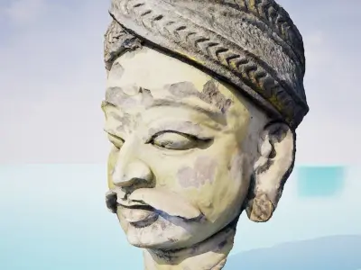 Indian Men Bust - Cement Sculpt - Wall Mural 3D model