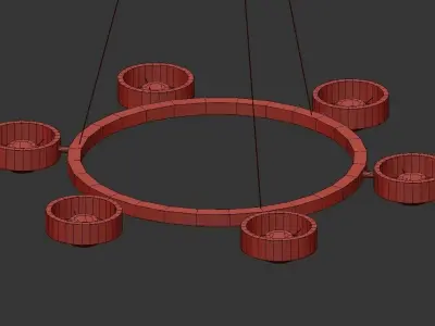 Ottico circular chandelier in brass with six lights 3D model