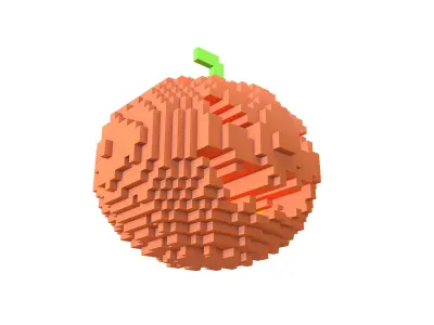 Voxel Halloween Pumpkin v2 004 Low-poly 3D model