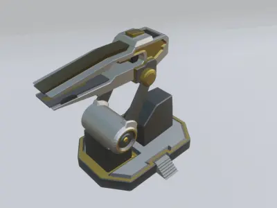 Cannon robot with light Low-poly 3D model