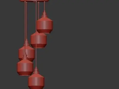 Untitled hanging lamp with four bowls 3D model