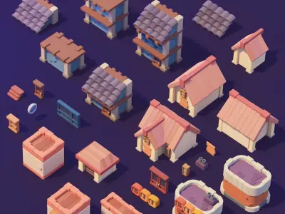 Building - Town Pack 02 Stylized 3D  3D model