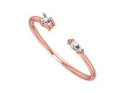 Solitaire Women Light Weight Band Ring 3D print model 35