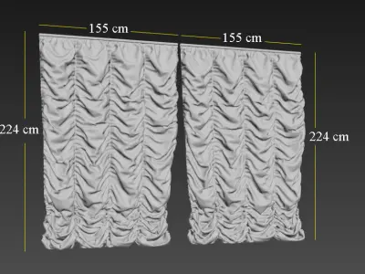 Marvelous Designer and 3DS Max Curtains01 Bigger Free 3D model