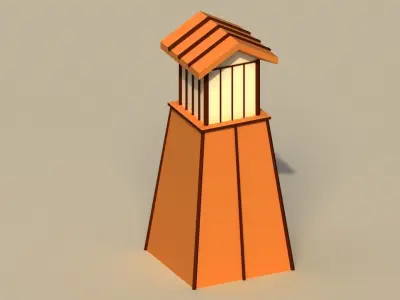 Low Poly Japanese Lamp Post Low-poly 3D model