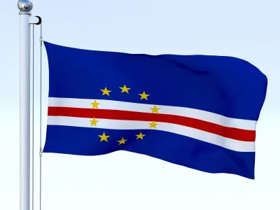 Animated Cape Verde Flag Low-poly 3D model